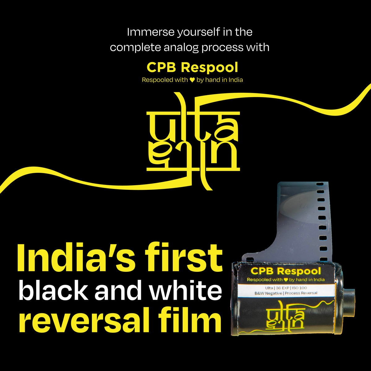 CPB ReSpool Ulta 100 35mm Black White Reversal Film BW Rev