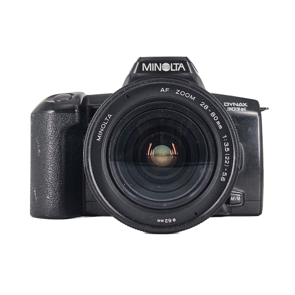 Minolta Dynax 303si + Minolta AF Zoom 28–80mm f/3.5–5.6 | SLR Film Camera + Lens | Good