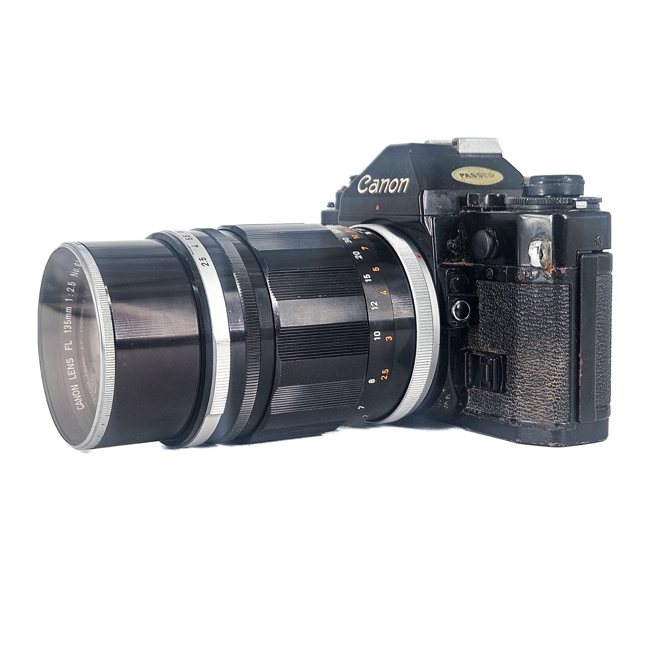 Canon A-1 + Canon FL 135mm f/2.5 | SLR Film Camera + Lens | Good