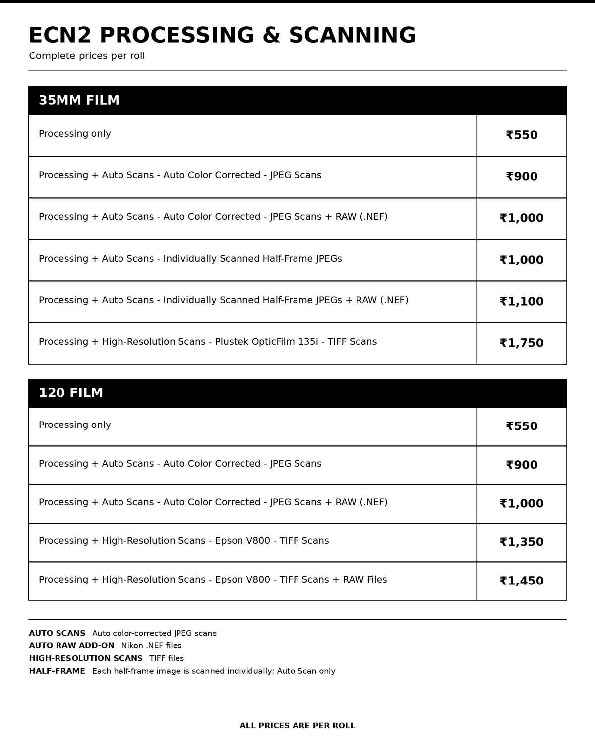 ECN2 Colour CineFilm Processing | Scanning | Printing